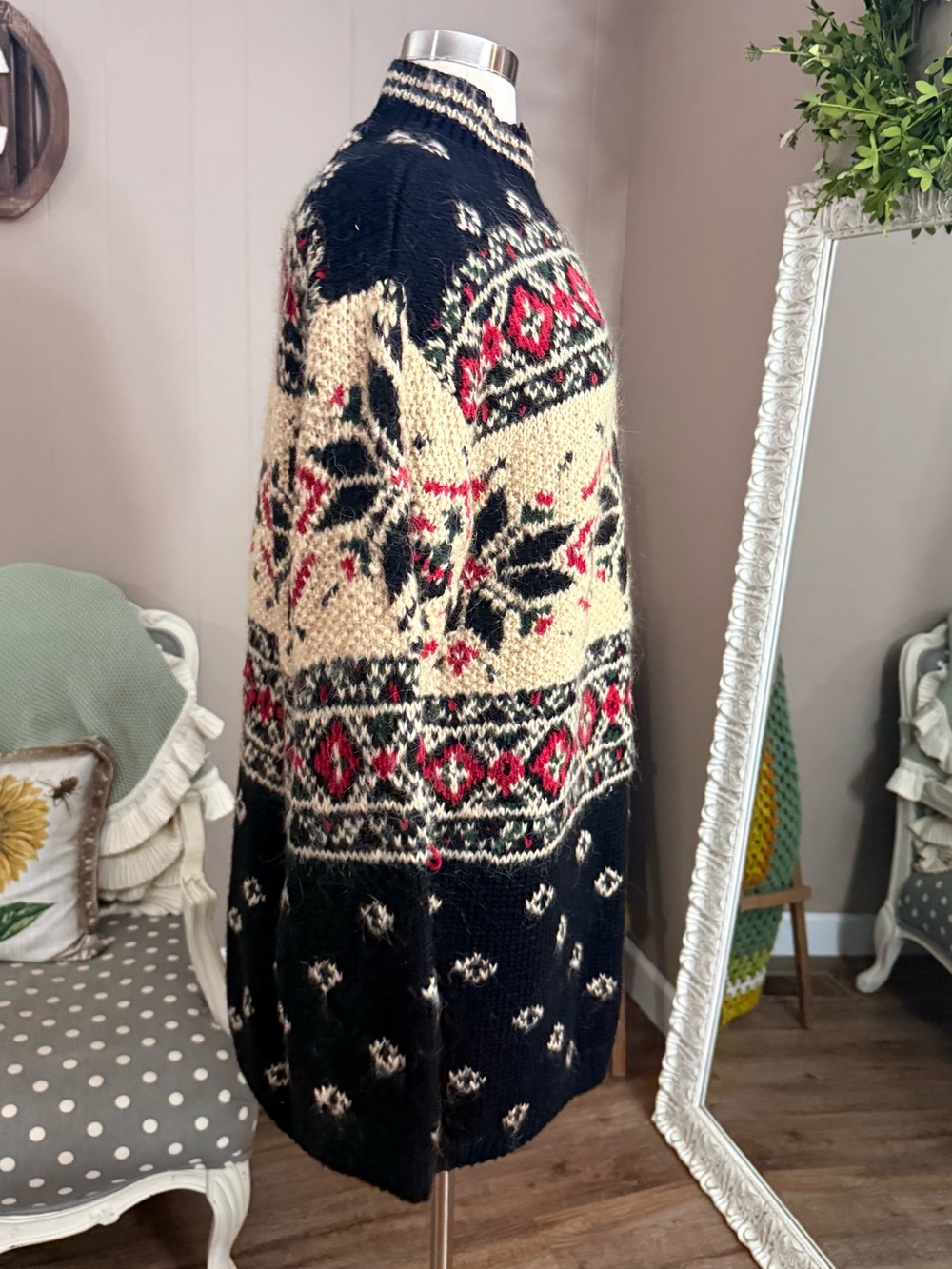 Vintage Croft & Barrow Fair Isle Nordic Mock Neck Sweater XL Wool Blend - Picture 11 of 14
